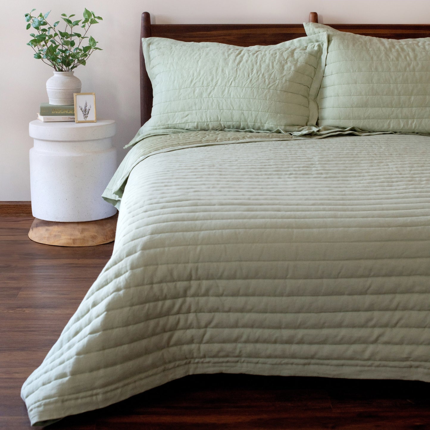 French Linen Channel Stitch Quilt & Sham Set