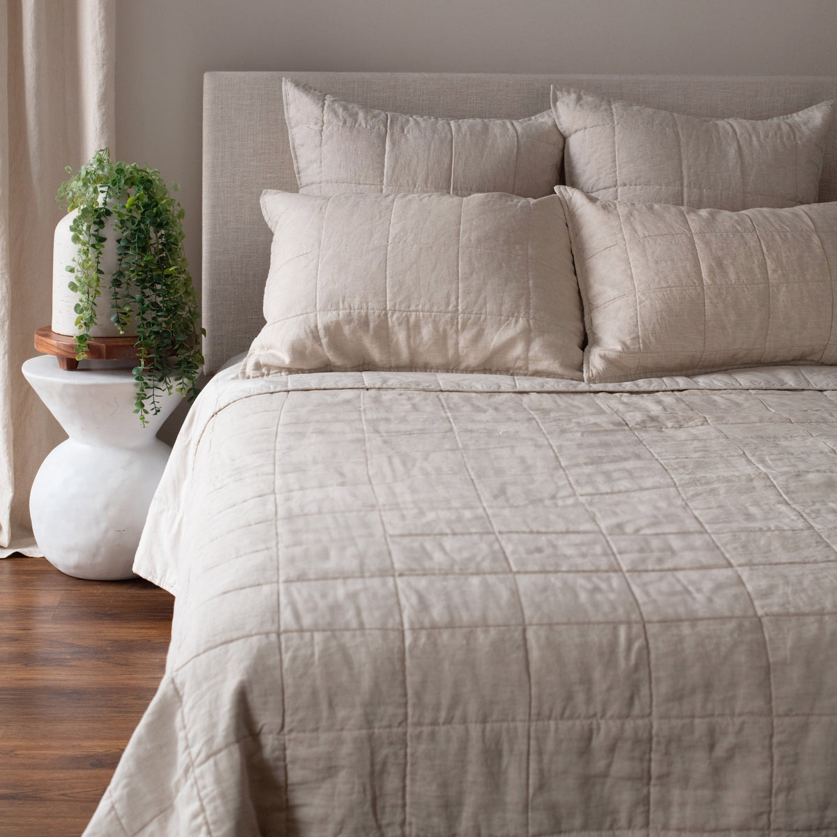 French Linen Box Stitch Quilt Color/Pattern: Putty Heather, Size: King Quilt Bokser HOME