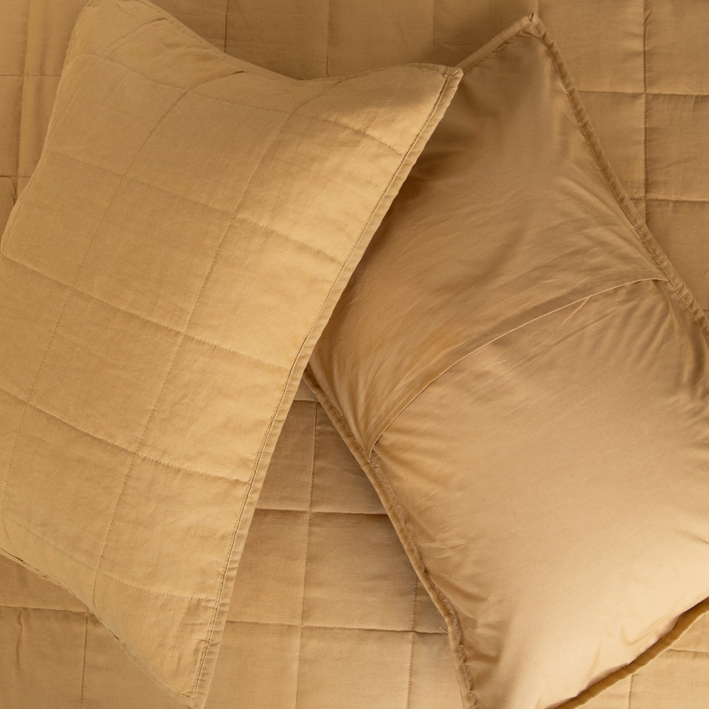 French Linen Quilted Pillow Sham Set
