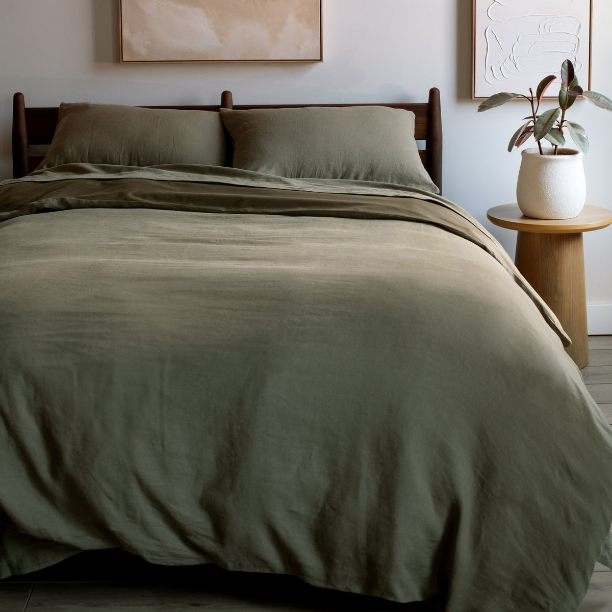 French Linen and Cotton Duvet Cover & Sham Set - Full/Queen - Baltic