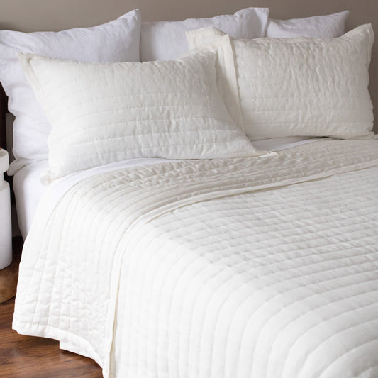 French Linen Channel Stitch Quilt & Sham Set